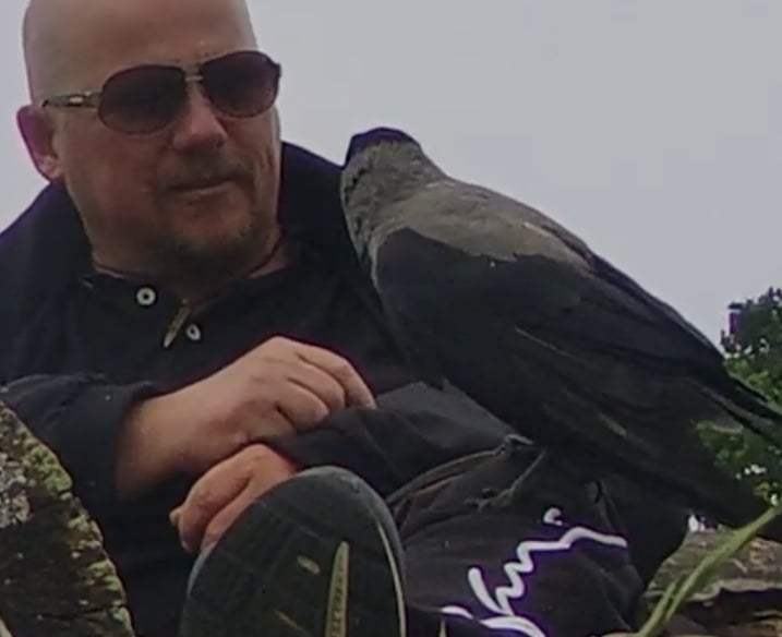 kragemanden sidder med en krage